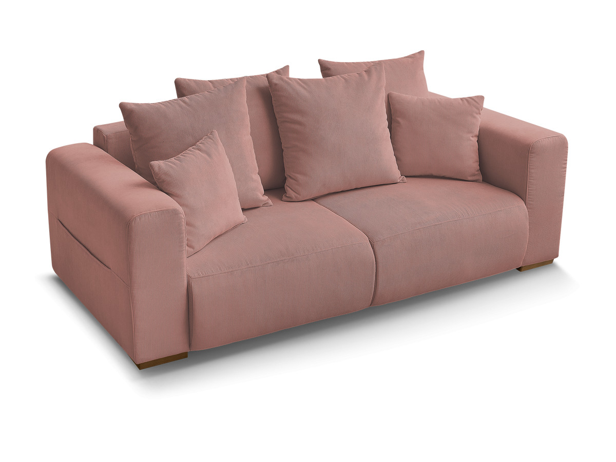 Canapé d'angle fixe EVEREST tissu chiné - Orange - Angle droit - 10 coussins