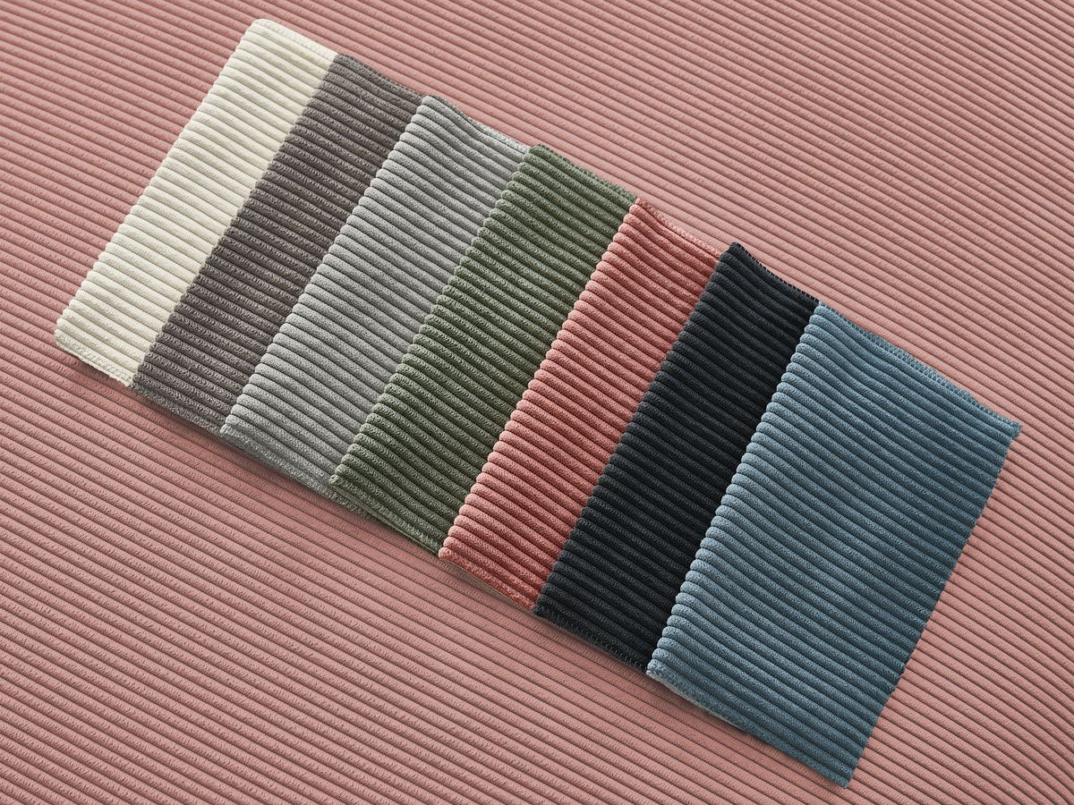 Canapé d'angle fixe EVEREST tissu chiné - Orange - Angle droit - 10 coussins