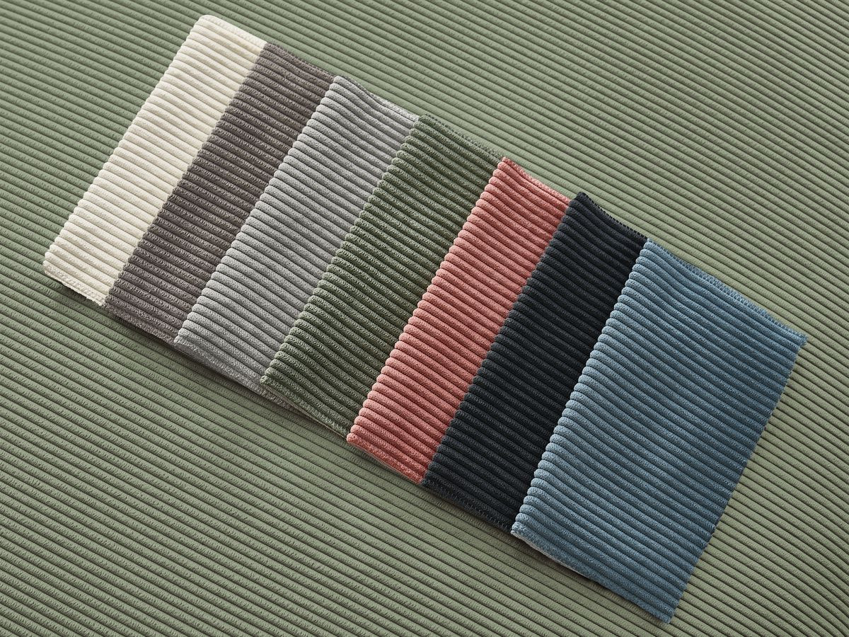 Canapé d'angle fixe EVEREST tissu chiné - Orange - Angle droit - 10 coussins