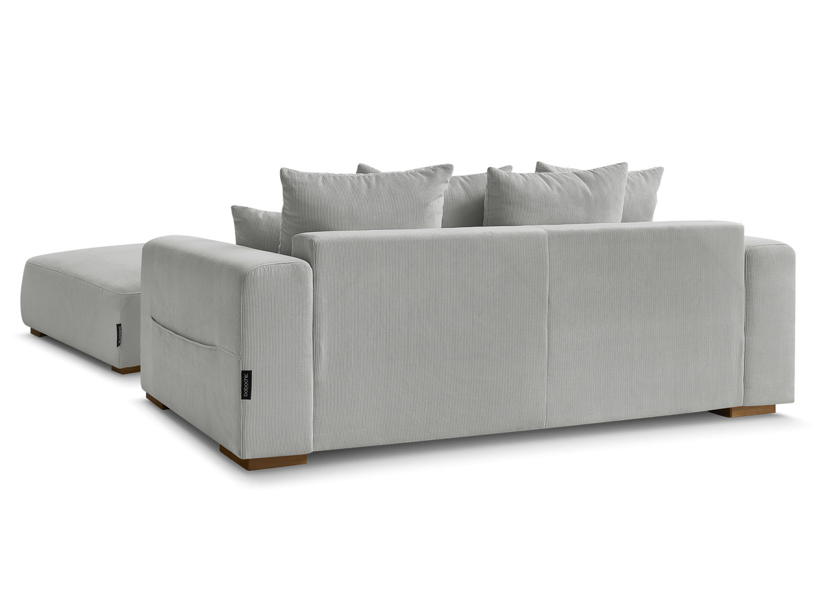 Canapé droit fixe 2 places SIDONIE velours côtelé avec pouf