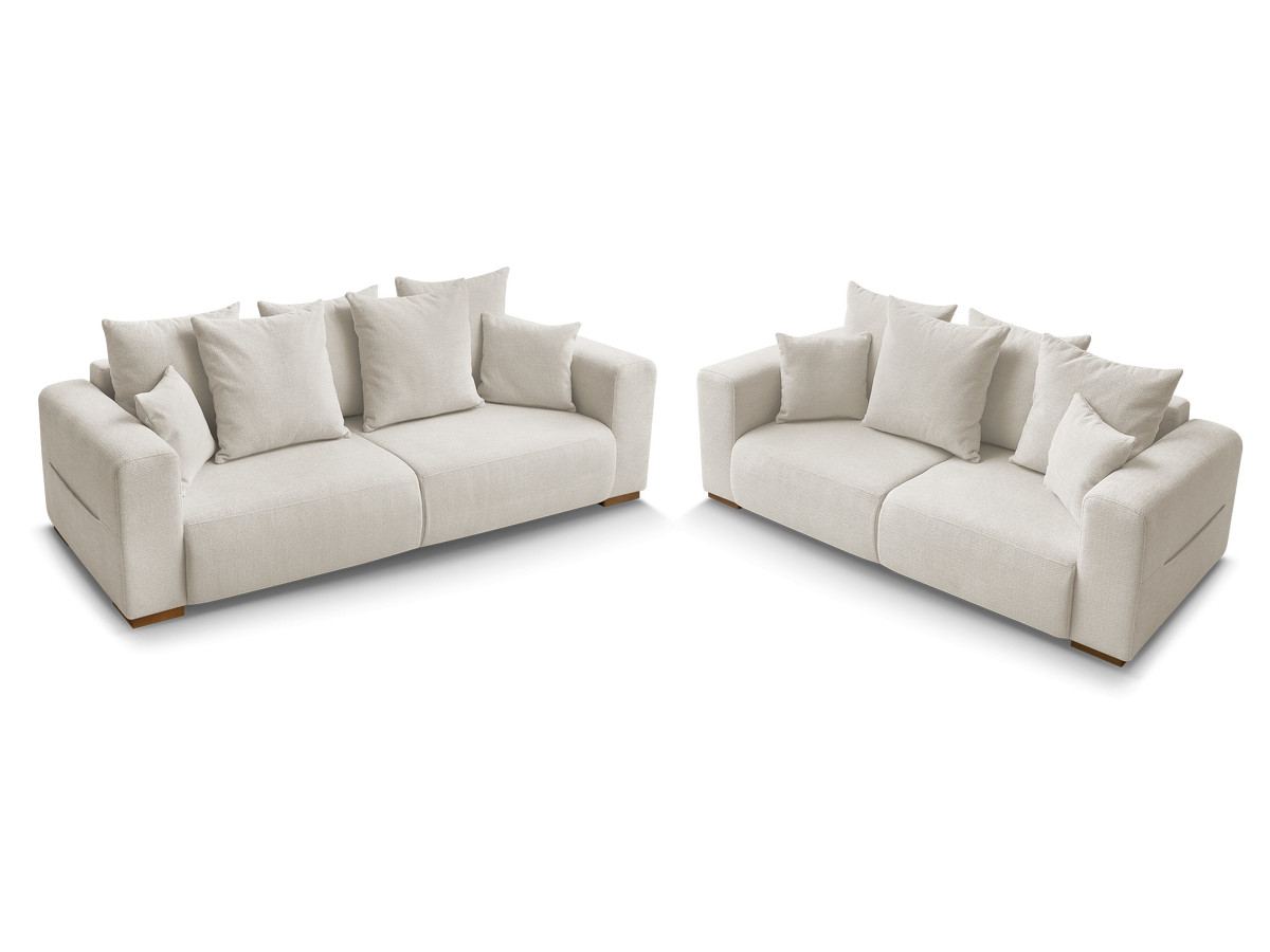 Ensemble canapé droit fixe 3 + 2 places SIDONIE tissu chiné
