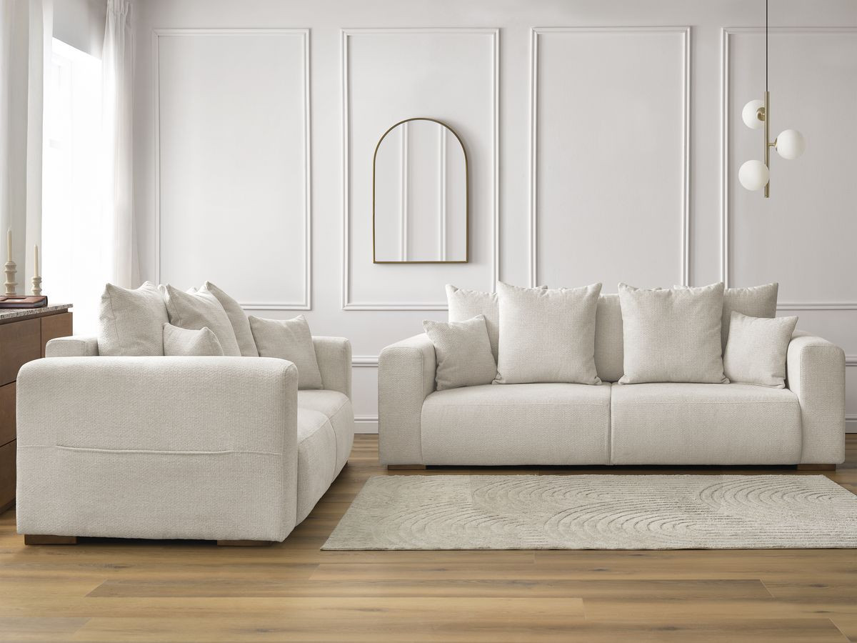 Ensemble canapé droit 3 + 2 places SIDONIE chiné beige — vue 5