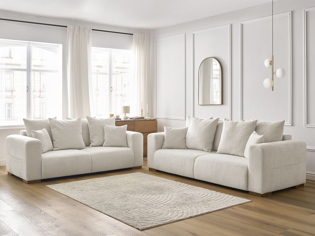 Ensemble canapé droit fixe 3 + 2 places SIDONIE tissu chiné