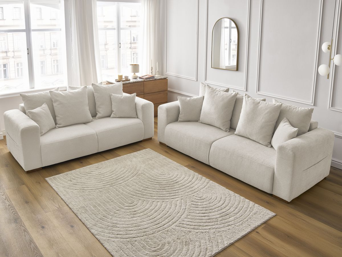 Ensemble canapé droit fixe 3 + 2 places SIDONIE tissu chiné