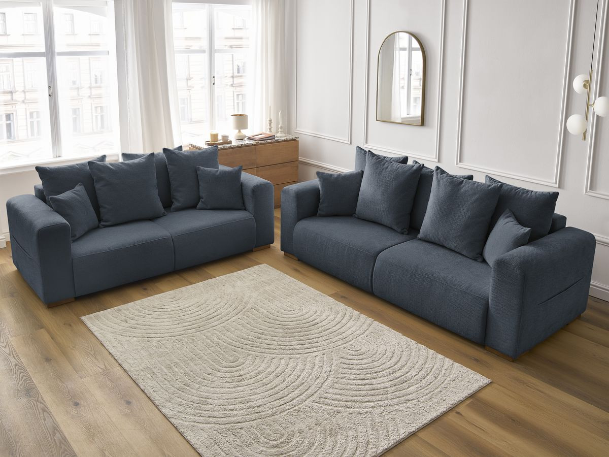 Ensemble canapé droit fixe 3 + 2 places SIDONIE tissu chiné