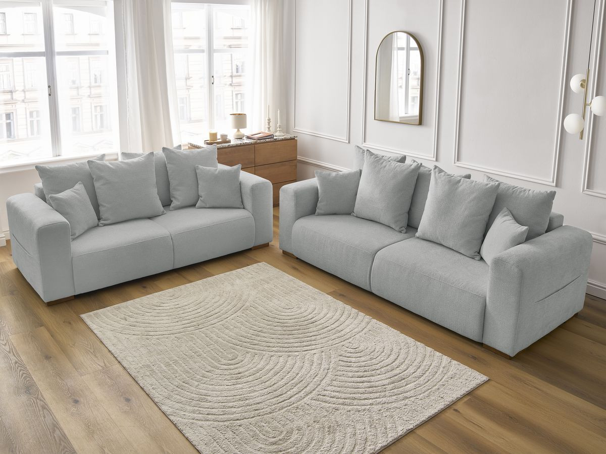 Ensemble canapé droit fixe 3 + 2 places SIDONIE tissu chiné
