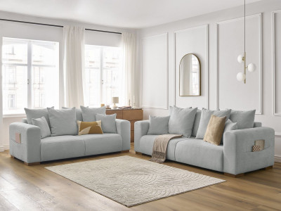 Ensemble canapé droit fixe 3 + 2 places SIDONIE tissu chiné