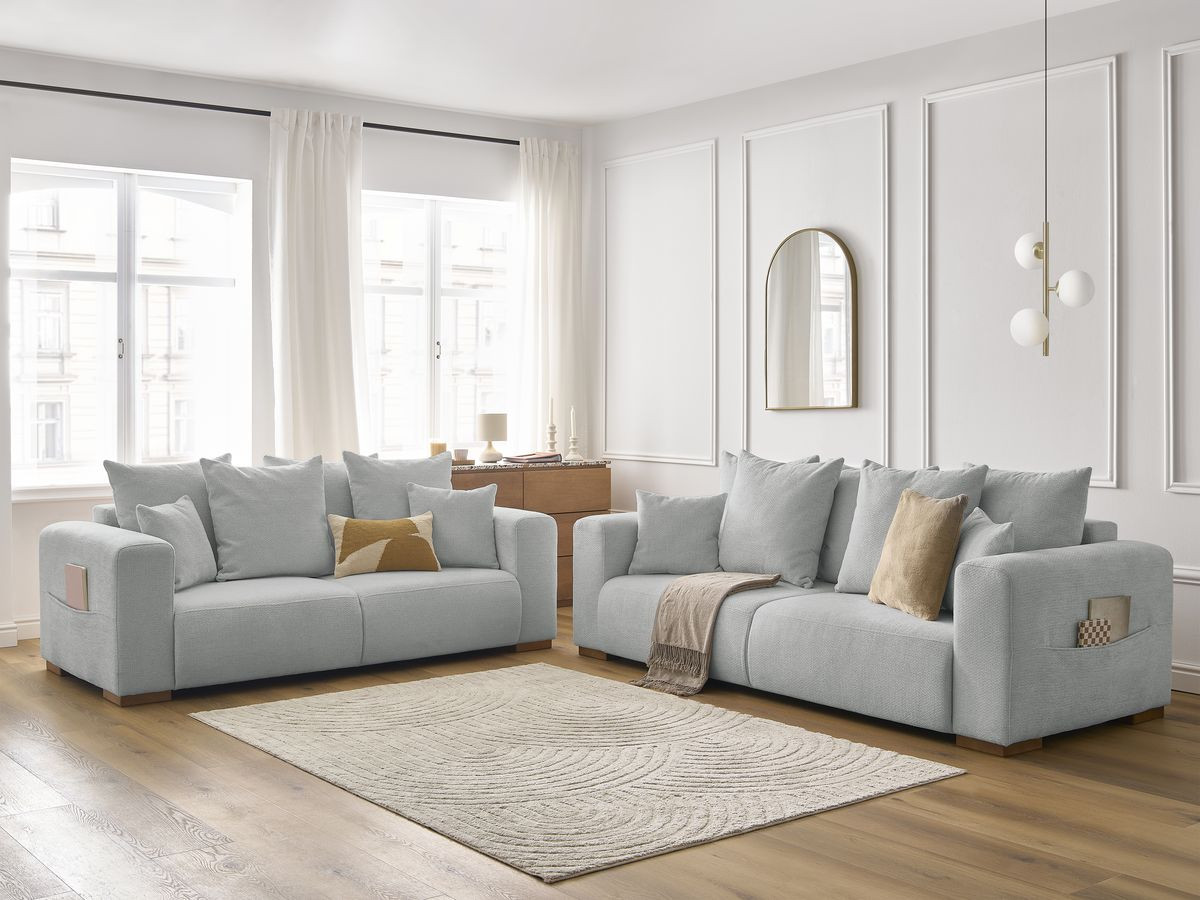 Ensemble canapé droit fixe 3 + 2 places SIDONIE tissu chiné