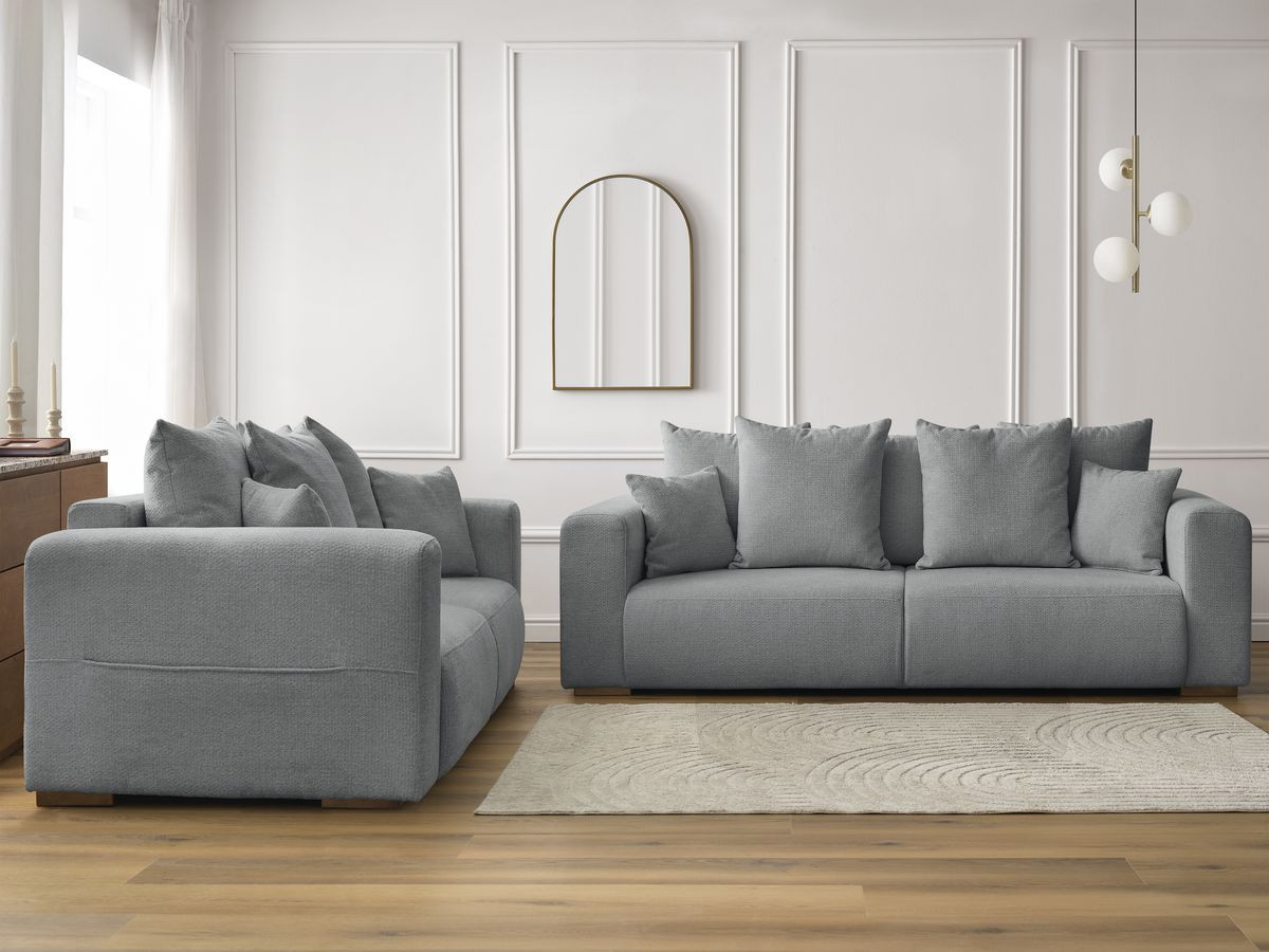 Ensemble canapé droit 3 + 2 places SIDONIE chiné gris foncé — vue 5