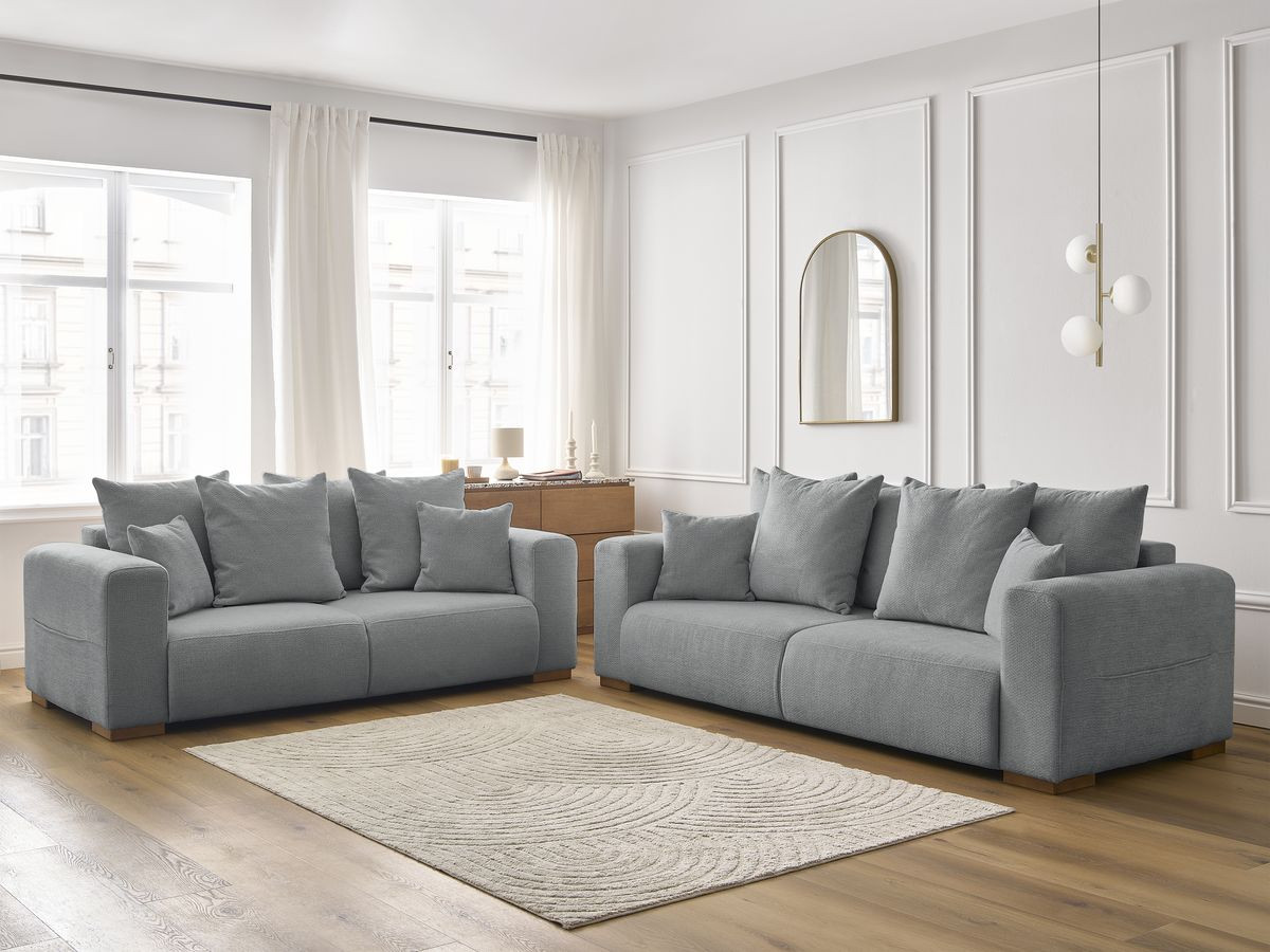 Ensemble canapé droit fixe 3 + 2 places SIDONIE tissu chiné