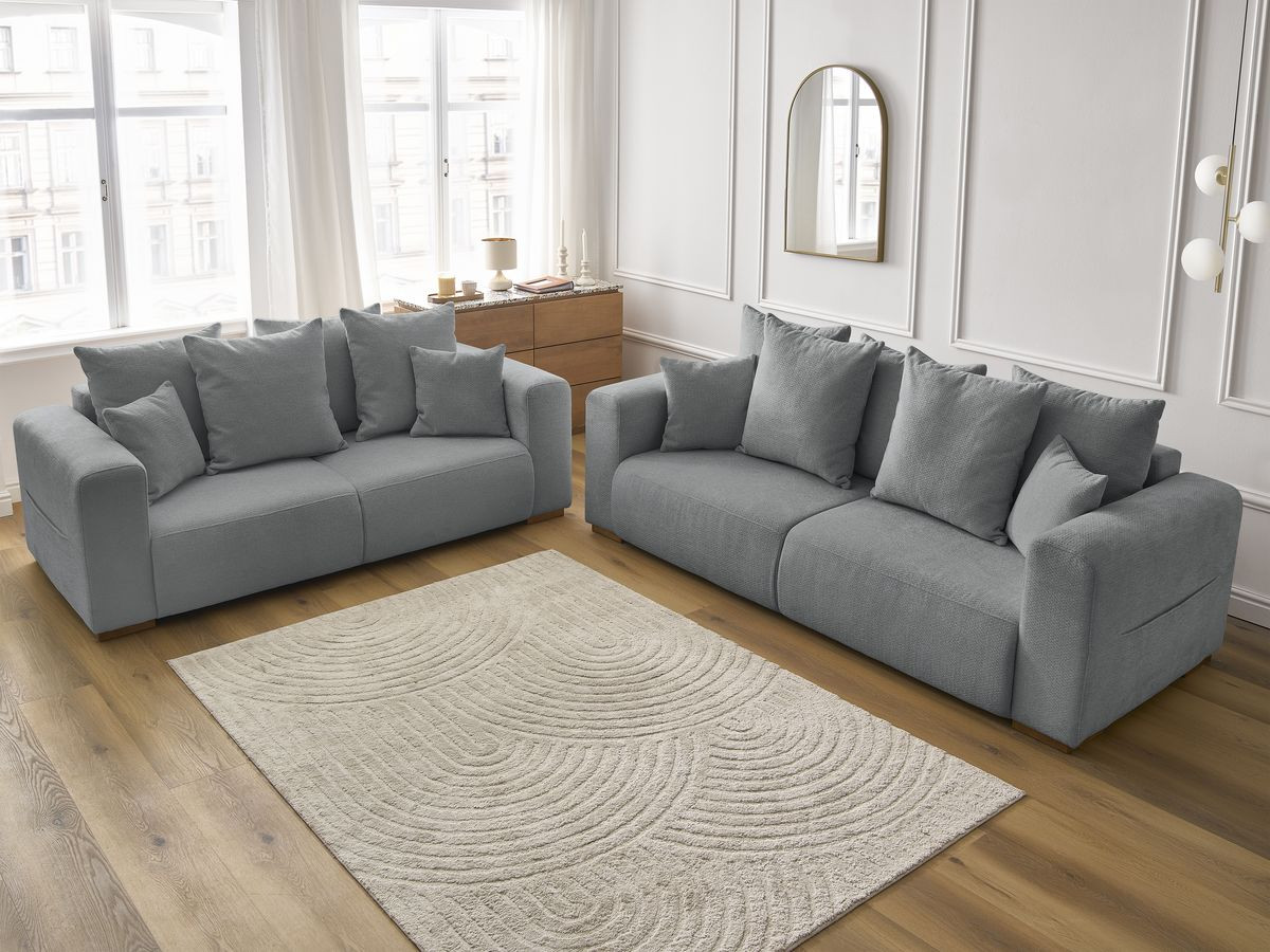 Ensemble canapé droit fixe 3 + 2 places SIDONIE tissu chiné