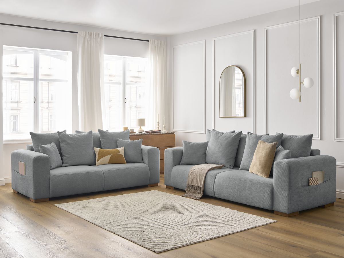 Ensemble canapé droit fixe 3 + 2 places SIDONIE tissu chiné