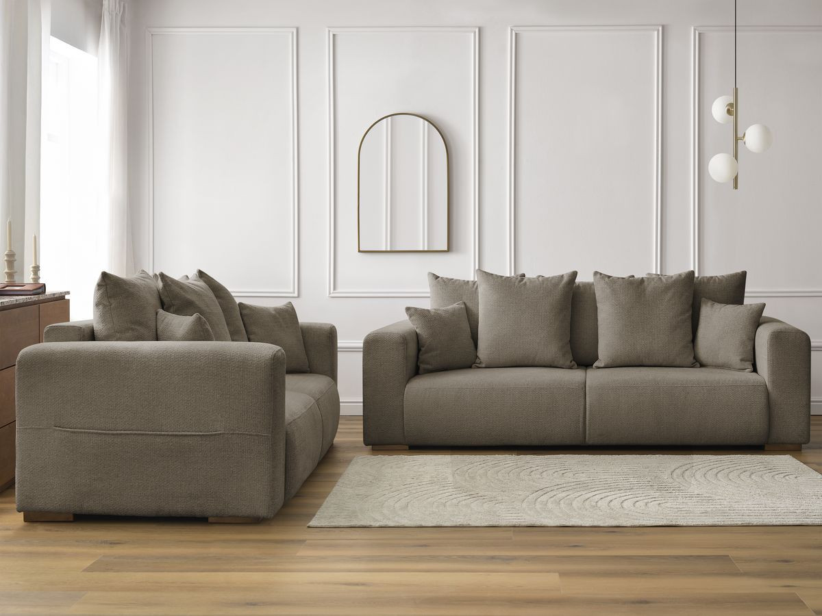 Ensemble canapé droit 3 + 2 places SIDONIE chiné taupe — vue 5