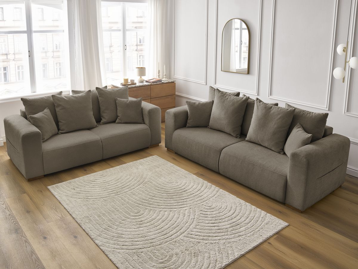 Ensemble canapé droit fixe 3 + 2 places SIDONIE tissu chiné
