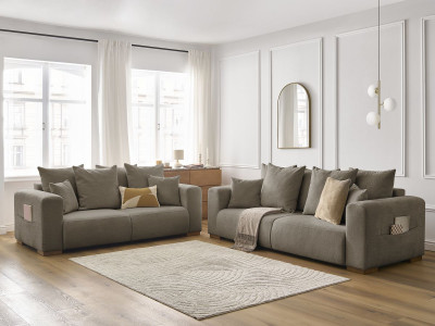 Ensemble canapé droit fixe 3 + 2 places SIDONIE tissu chiné