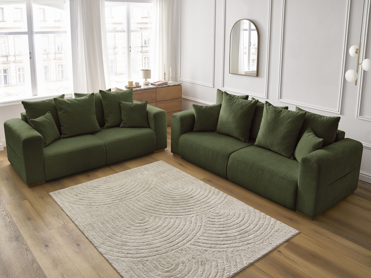 Ensemble canapé droit fixe 3 + 2 places SIDONIE tissu chiné