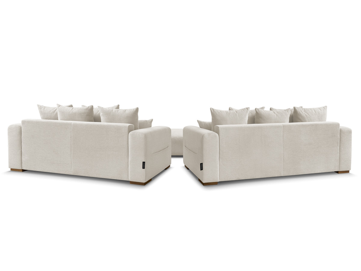 Ensemble canapé droit fixe 3 + 2 places SIDONIE tissu chiné avec pouf