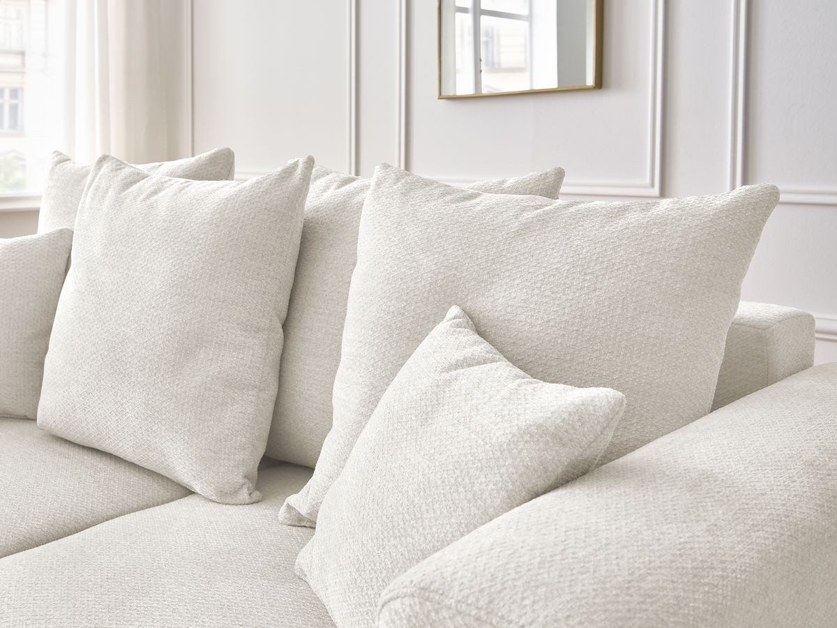 Ensemble canapé droit fixe 3 + 2 places SIDONIE tissu chiné avec pouf