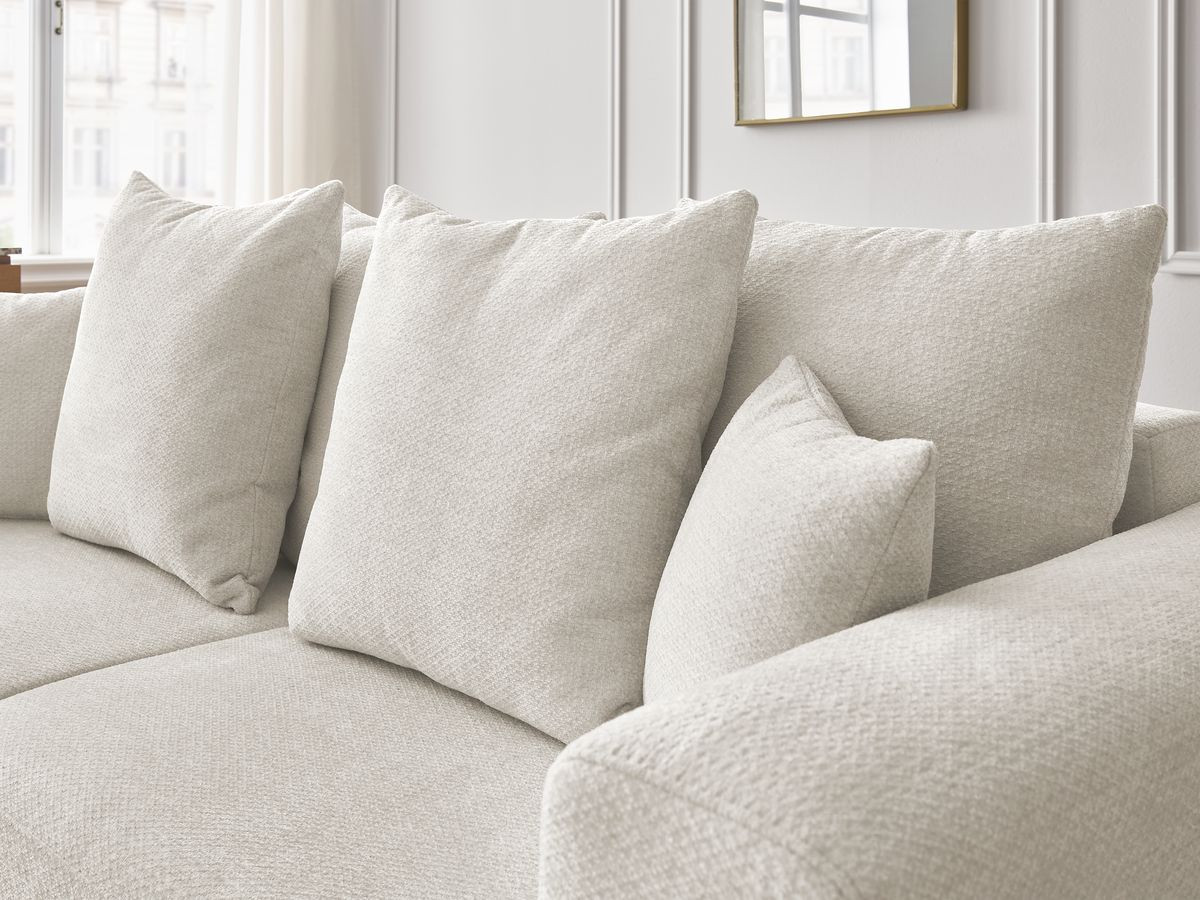Ensemble canapé droit fixe 3 + 2 places SIDONIE tissu chiné avec pouf