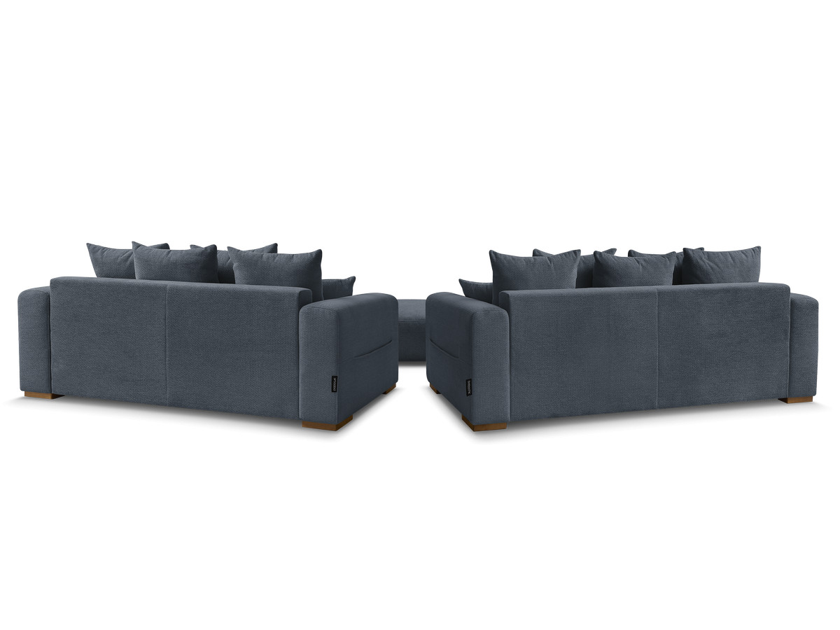 Ensemble canapé droit fixe 3 + 2 places SIDONIE tissu chiné avec pouf