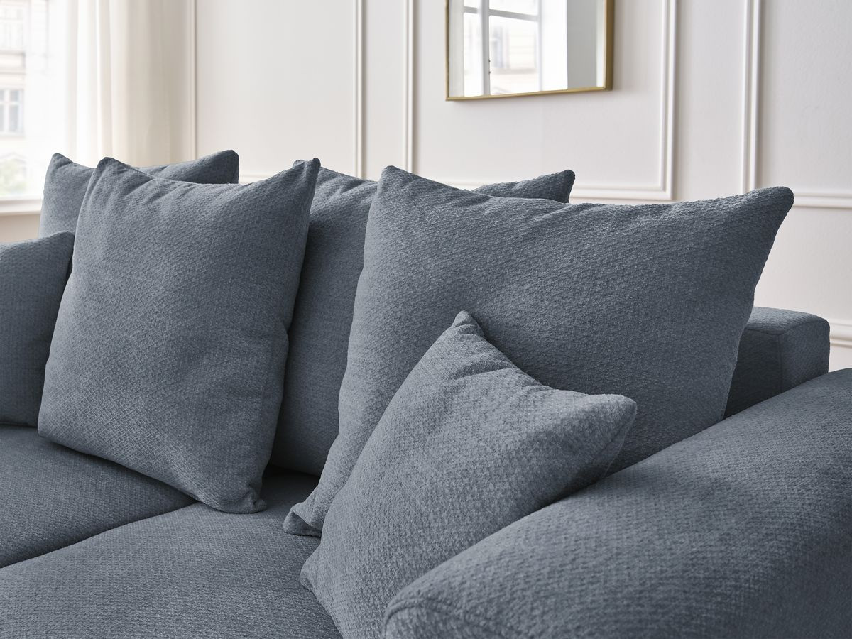Ensemble canapé droit fixe 3 + 2 places SIDONIE tissu chiné avec pouf