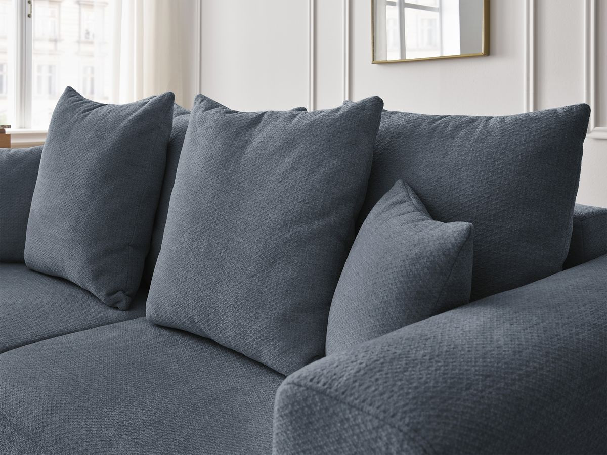 Ensemble canapé droit fixe 3 + 2 places SIDONIE tissu chiné avec pouf