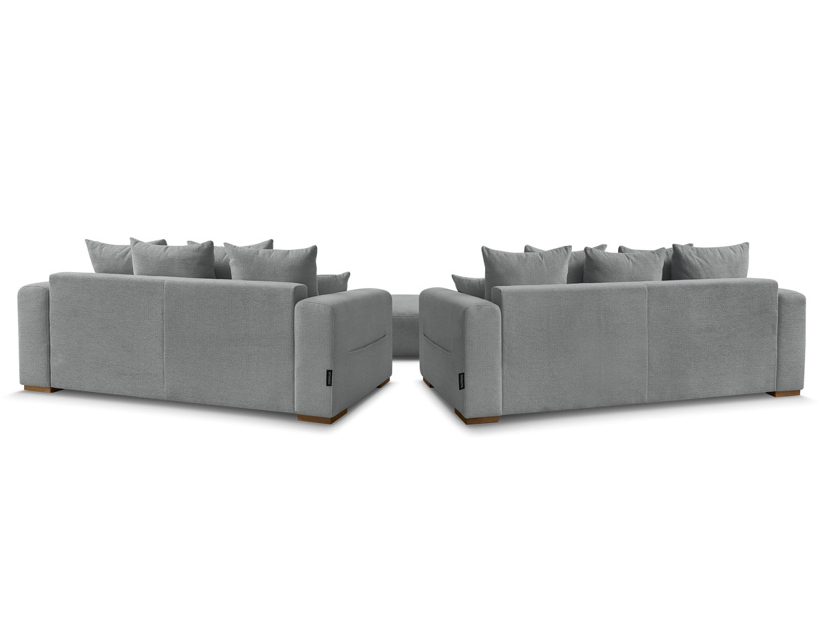 Ensemble canapé droit fixe 3 + 2 places SIDONIE tissu chiné avec pouf