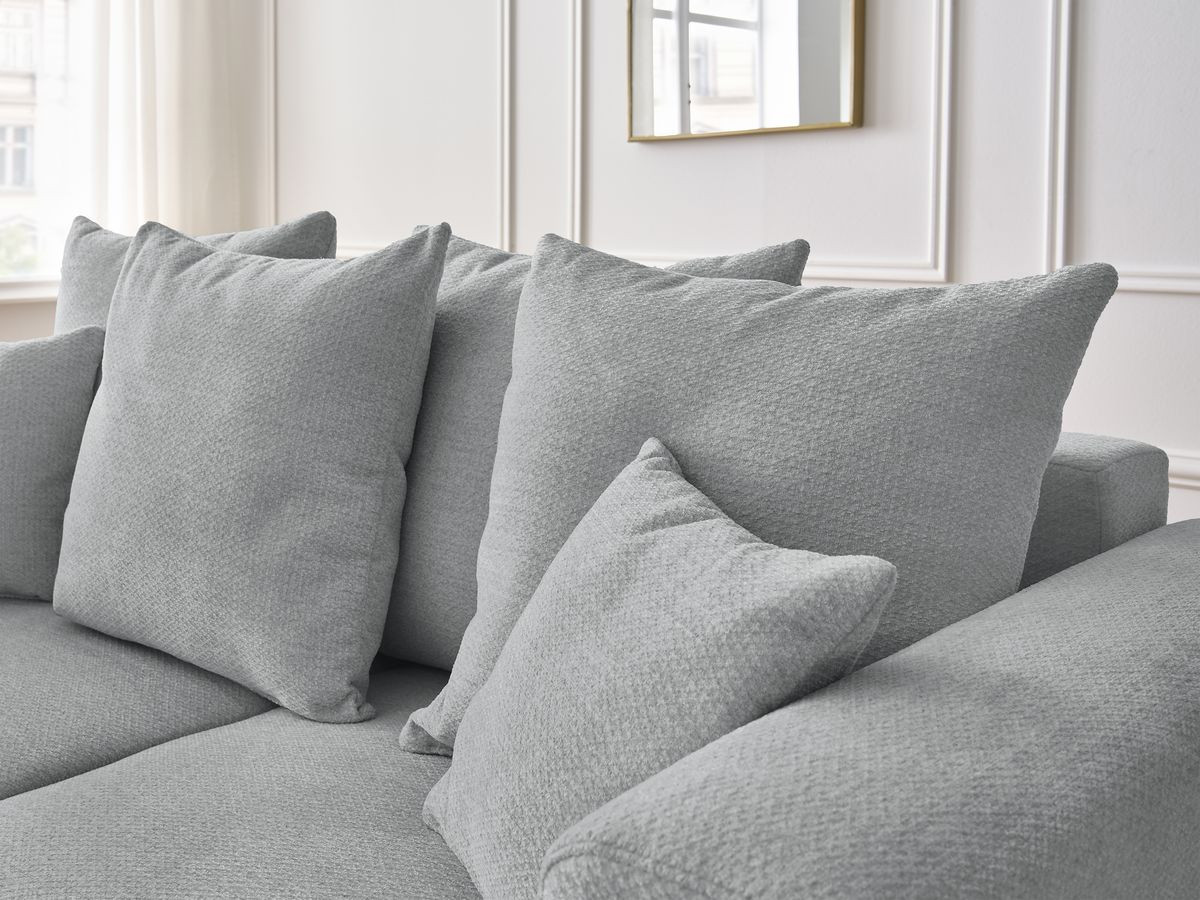 Ensemble canapé droit fixe 3 + 2 places SIDONIE tissu chiné avec pouf