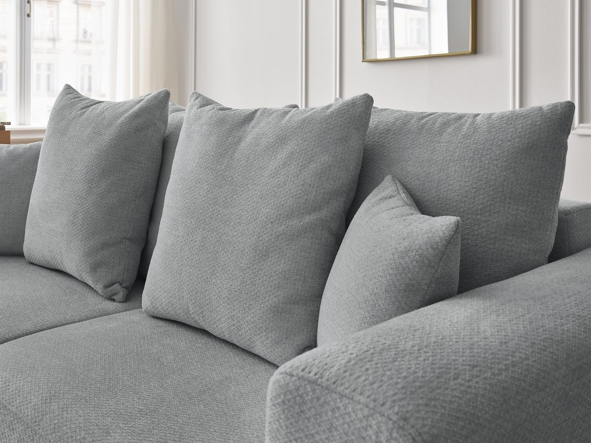 Ensemble canapé droit fixe 3 + 2 places SIDONIE tissu chiné avec pouf