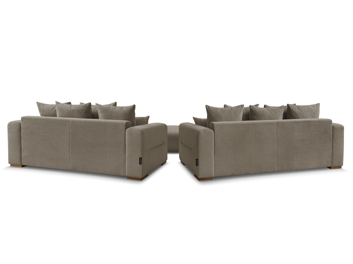 Ensemble canapé droit fixe 3 + 2 places SIDONIE tissu chiné avec pouf