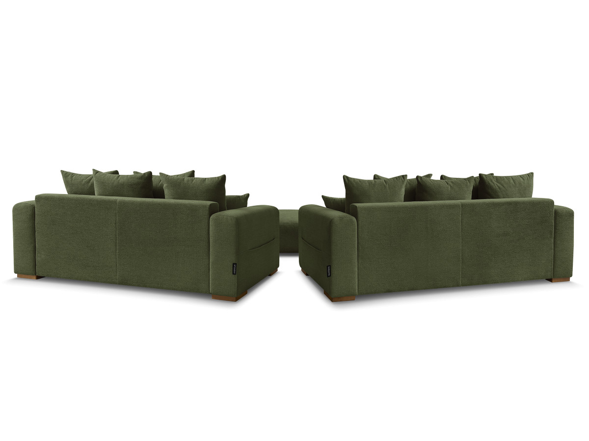 Ensemble canapé droit fixe 3 + 2 places SIDONIE tissu chiné avec pouf