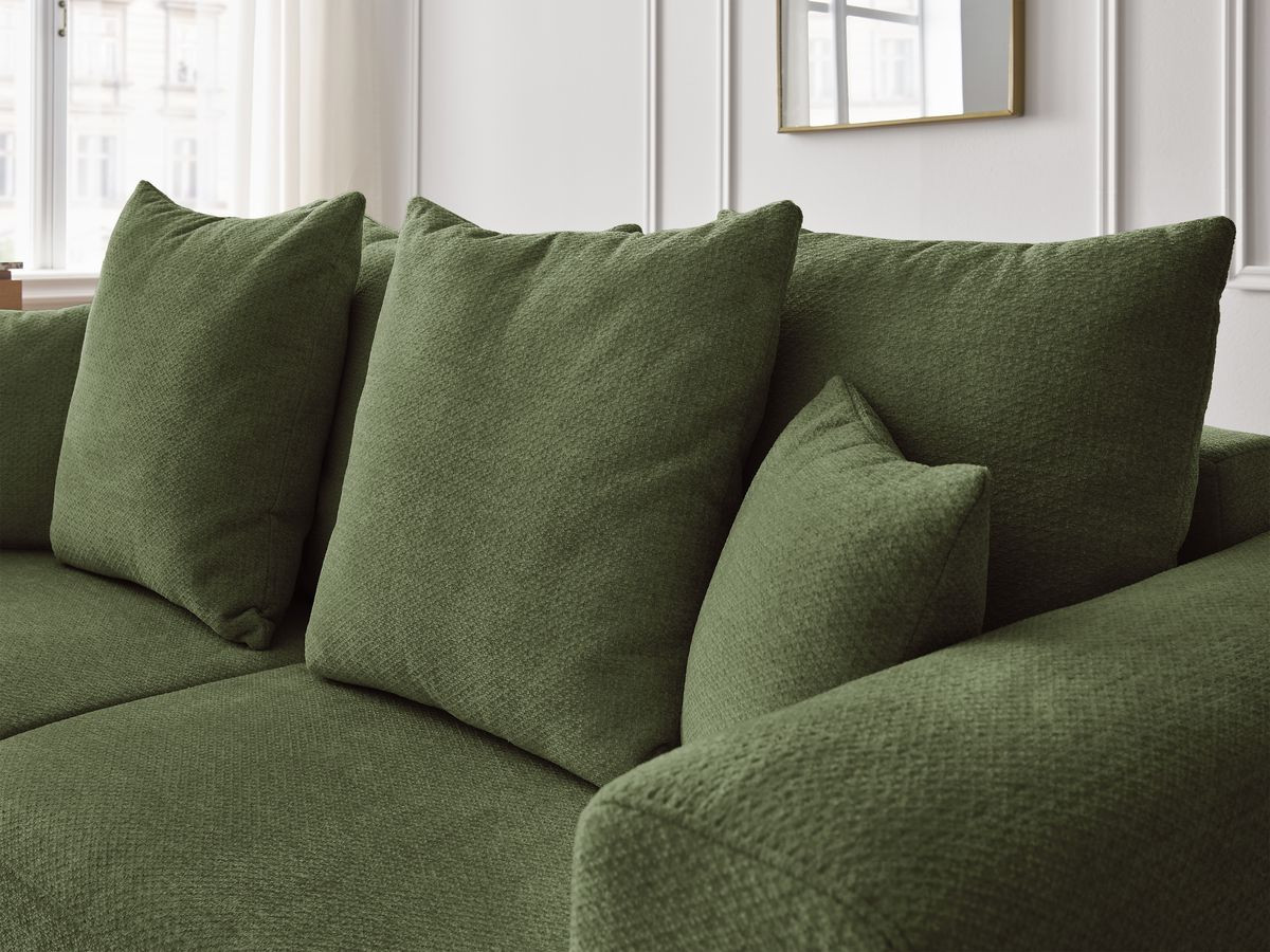 Ensemble canapé droit fixe 3 + 2 places SIDONIE tissu chiné avec pouf