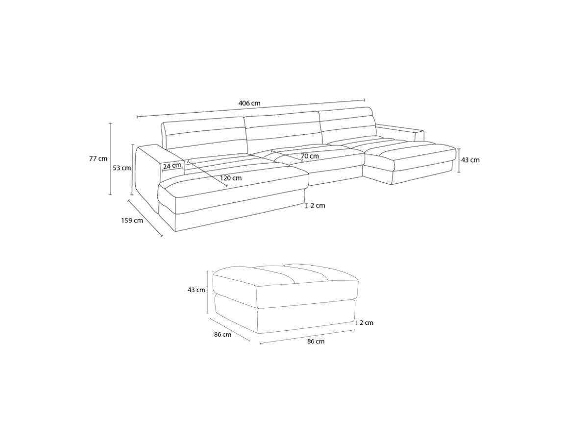 Canapé d'angle fixe EVEREST tissu chiné - Orange - Angle droit - 10 coussins