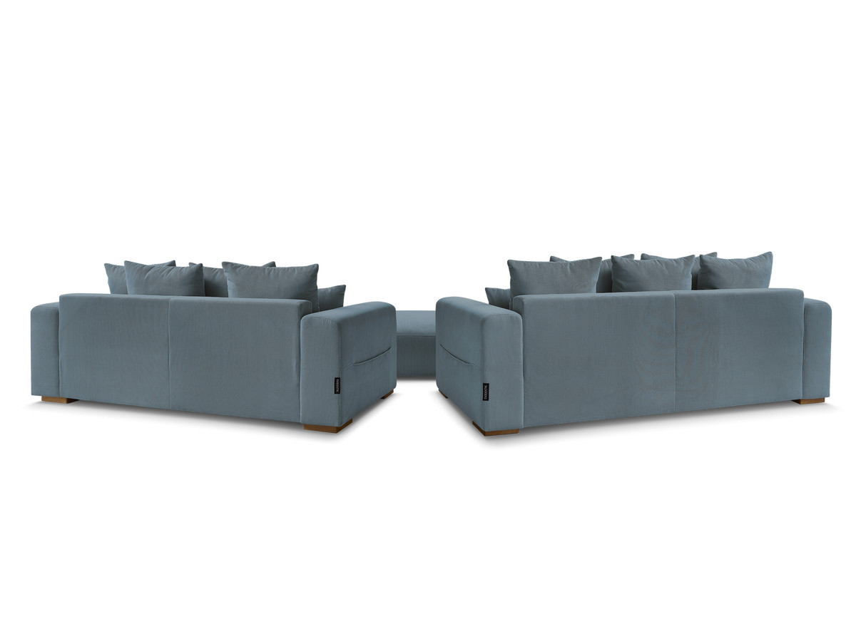 Ensemble canapé droit fixe 3 + 2 places SIDONIE velours côtelé avec pouf