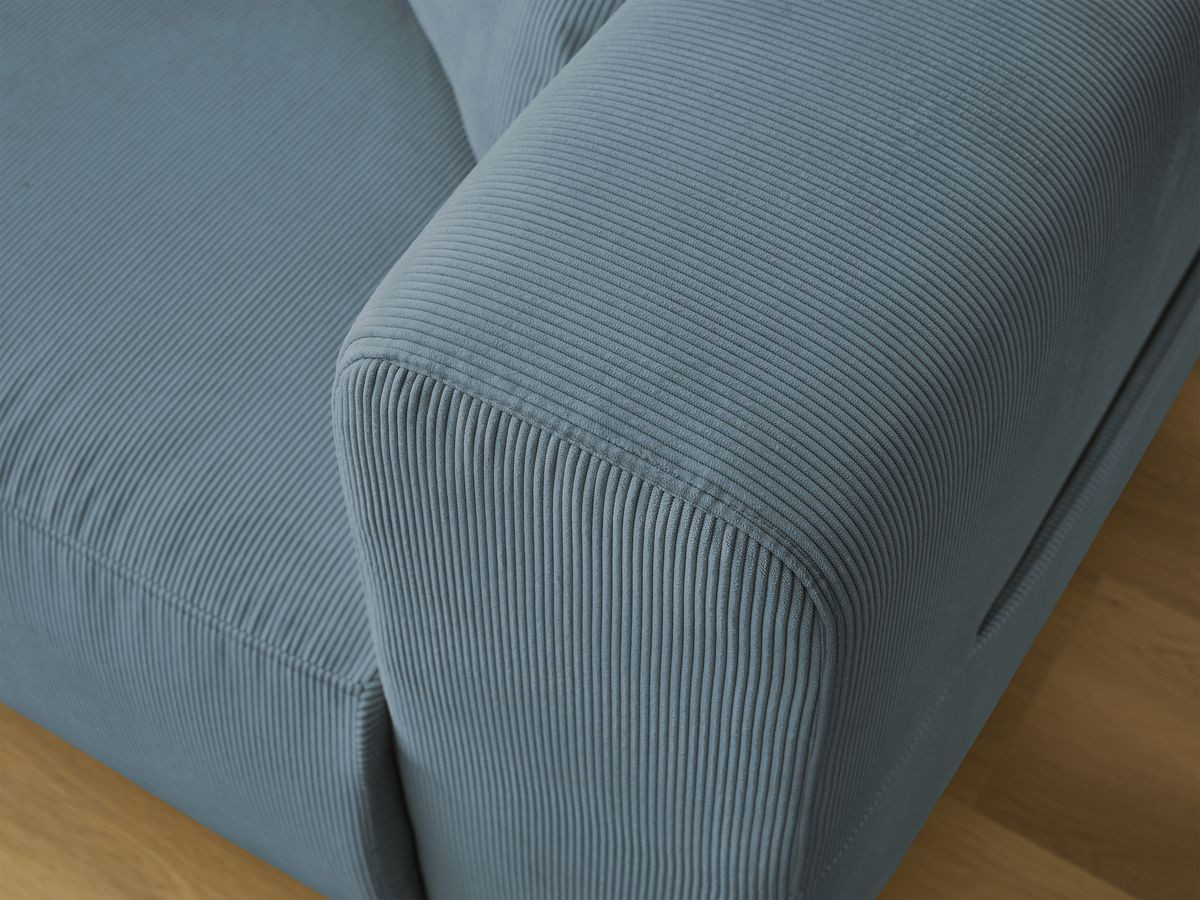 Ensemble canapé droit fixe 3 + 2 places SIDONIE velours côtelé avec pouf