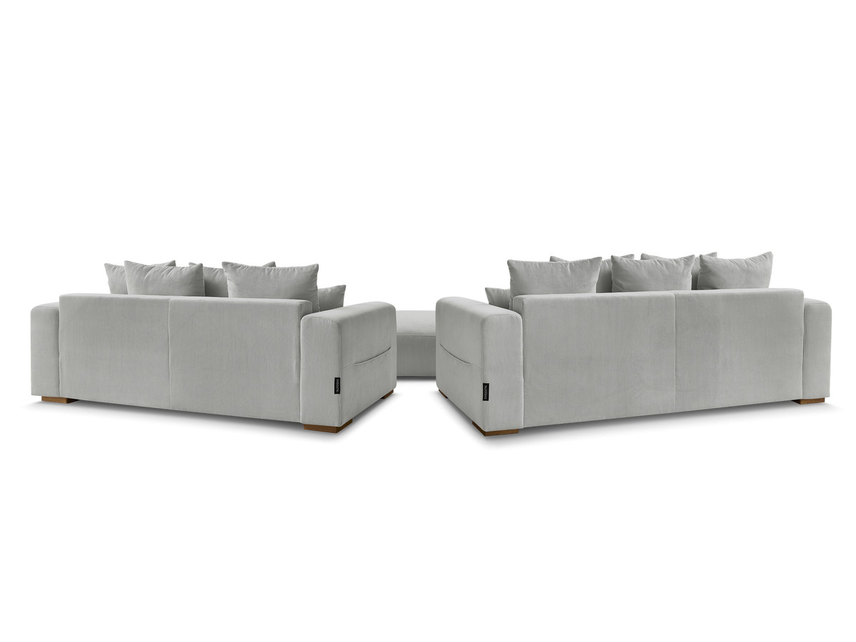 Ensemble canapé droit fixe 3 + 2 places SIDONIE velours côtelé avec pouf