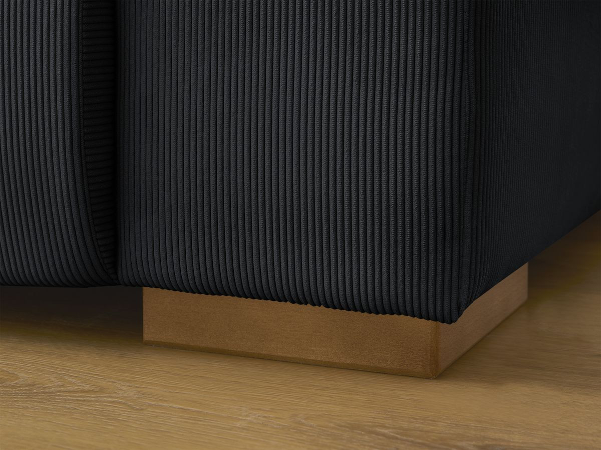 Ensemble canapé droit fixe 3 + 2 places SIDONIE velours côtelé avec pouf