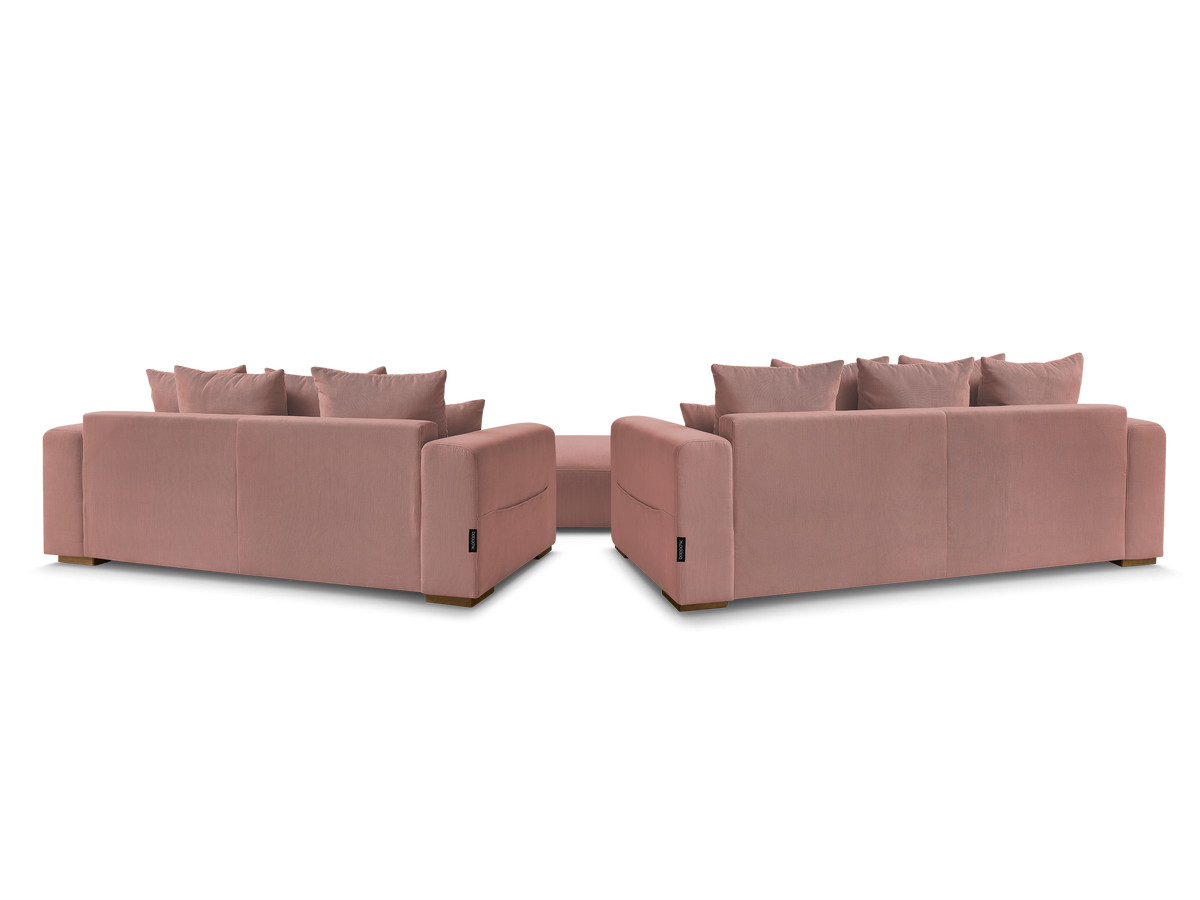 Ensemble canapé droit fixe 3 + 2 places SIDONIE velours côtelé avec pouf