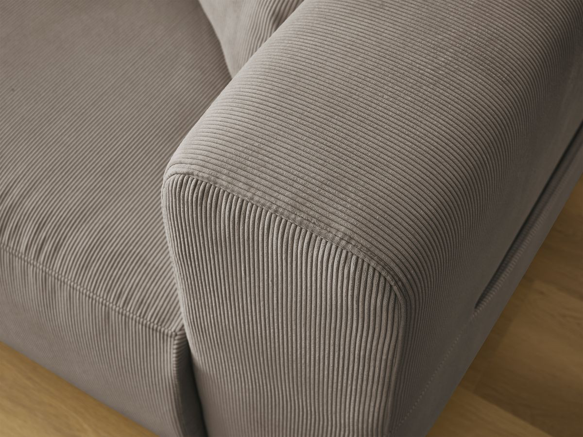 Ensemble canapé droit fixe 3 + 2 places SIDONIE velours côtelé avec pouf