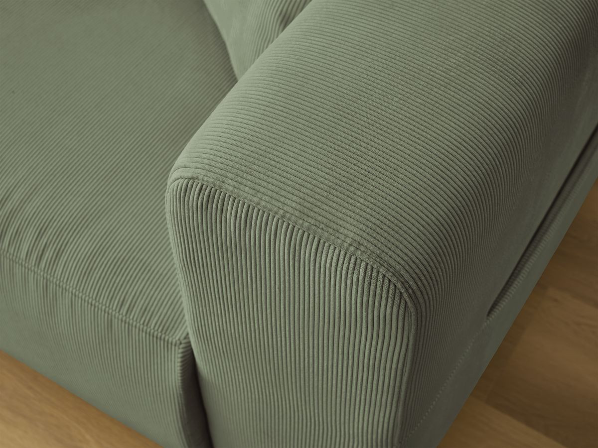 Ensemble canapé droit fixe 3 + 2 places SIDONIE velours côtelé avec pouf
