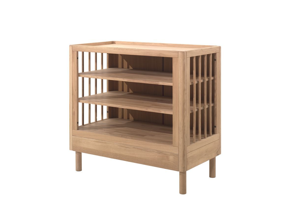 ADELIA ladekast met 2 planken in massief eikenhout