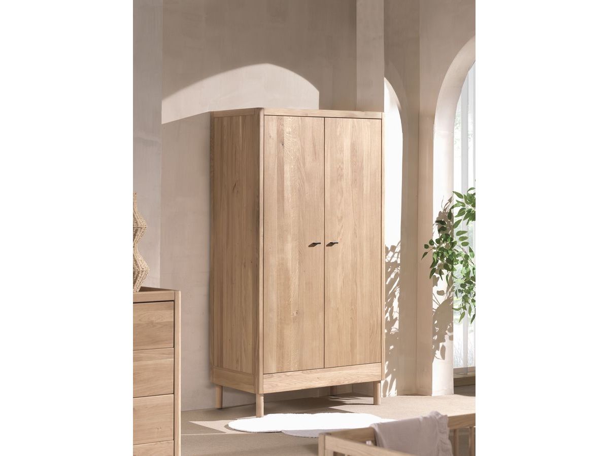 Armoire 2 portes 100 cm ADELIA bois massif de chêne    BOBOCHIC