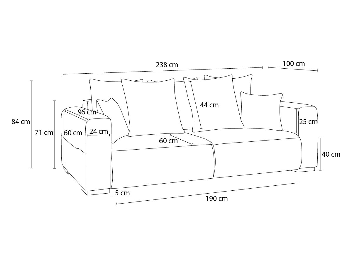 Canapé d'angle fixe EVEREST tissu chiné - Orange - Angle droit - 10 coussins