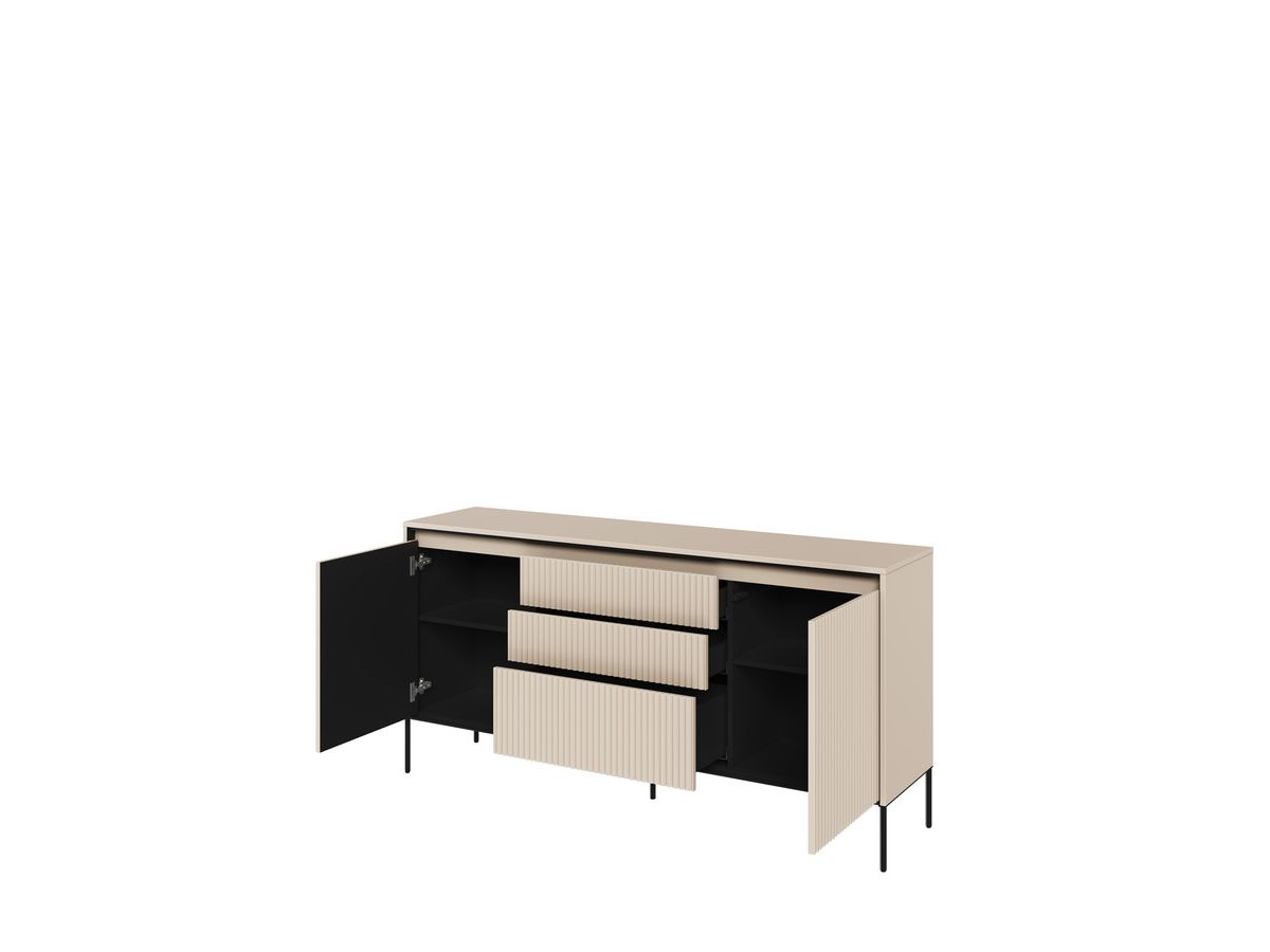 Ensemble LENARA avec buffet 166 cm + meuble TV 167 cm avec tasseaux et LED beige — vue 5