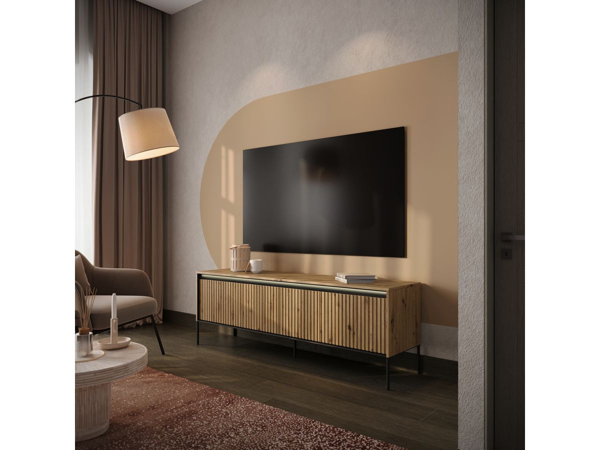 Ensemble LENARA avec buffet 166 cm + meuble TV 167 cm avec tasseaux et LED