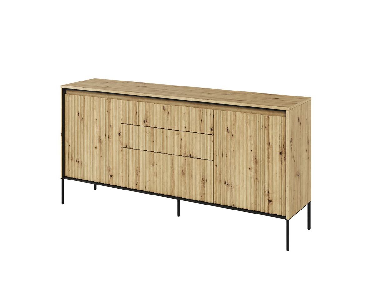 Ensemble LENARA avec buffet 166 cm + meuble TV 167 cm + table basse avec tasseaux et LED