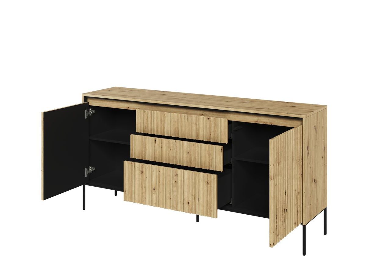 Ensemble LENARA avec buffet 166 cm + meuble TV 167 cm + table basse avec tasseaux et LED