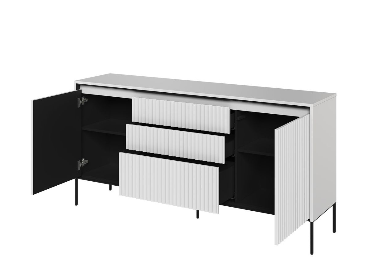 Ensemble LENARA avec buffet 166 cm + meuble TV 167 cm + table basse avec tasseaux et LED blanc   BOBOCHIC