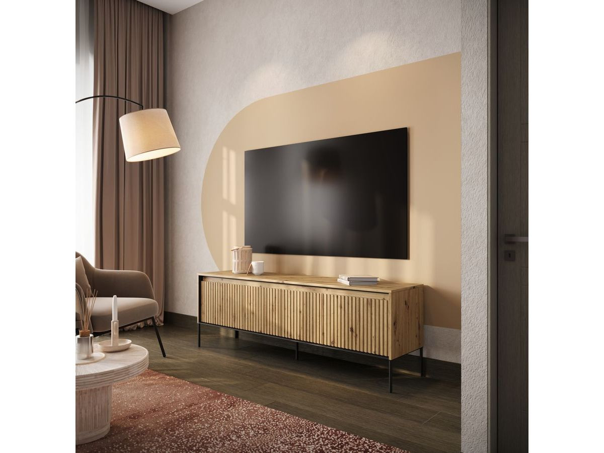 Ensemble LENARA avec buffet 166 cm + meuble TV 167 cm + table basse avec tasseaux et LED