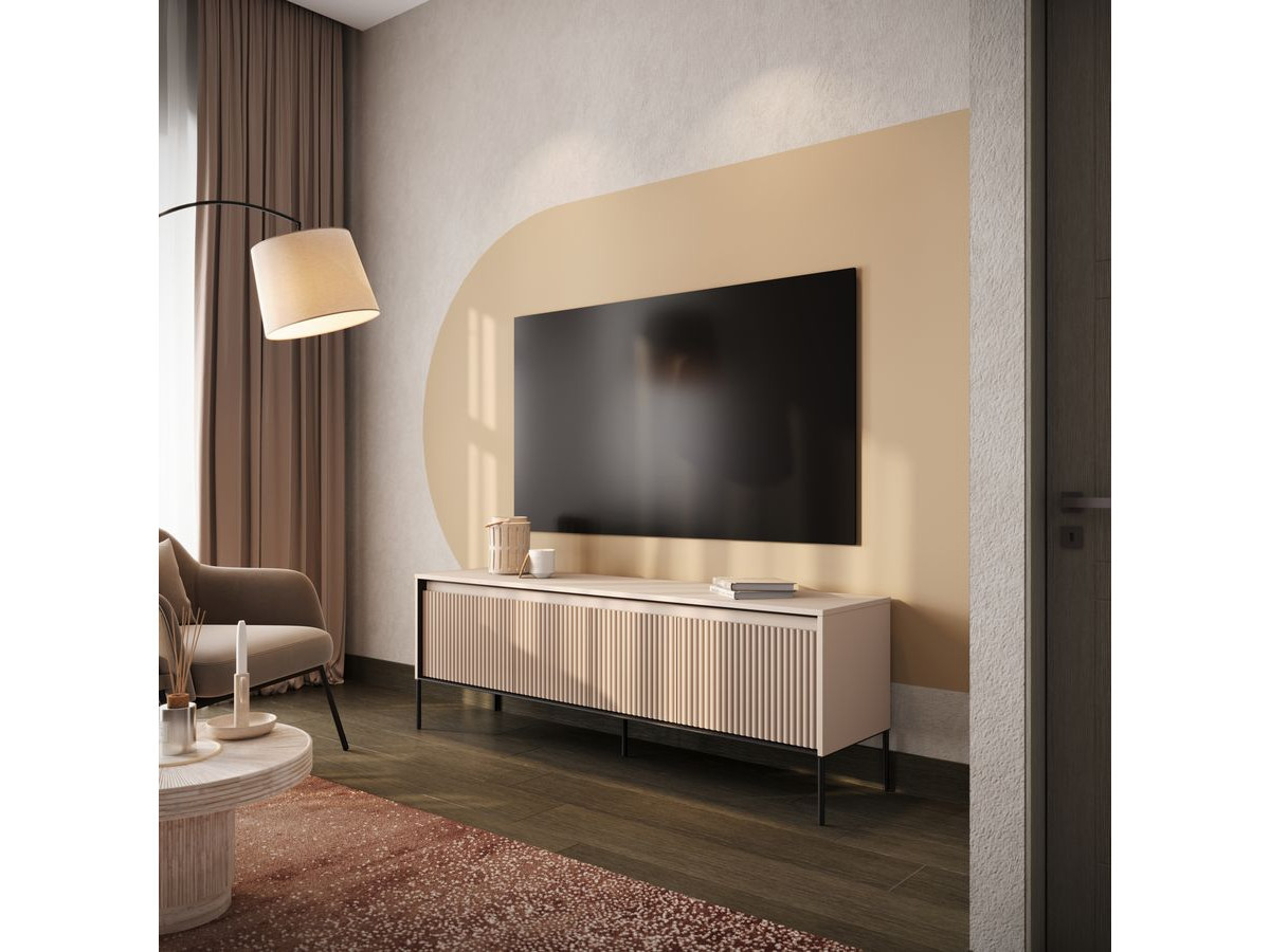 Ensemble LENARA avec buffet 166 cm + meuble TV 167 cm + table basse avec tasseaux et LED